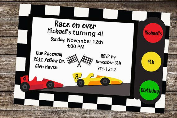 race car birthday party invitations