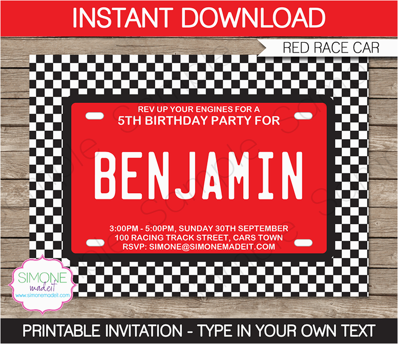 race car party invitations birthday