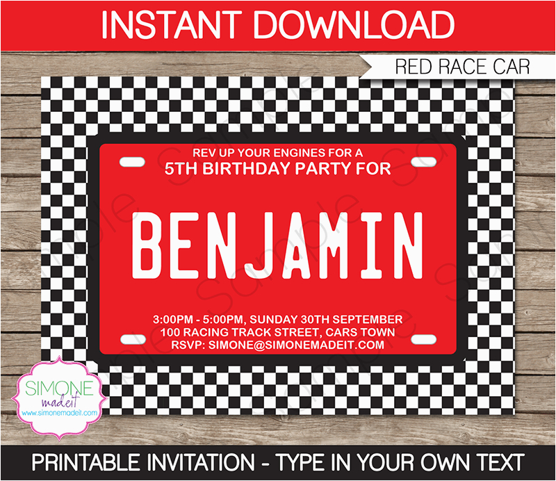 race car party invitations template birthday party