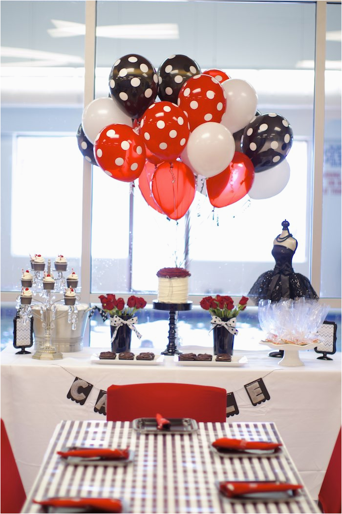 black white red elegant birthday party