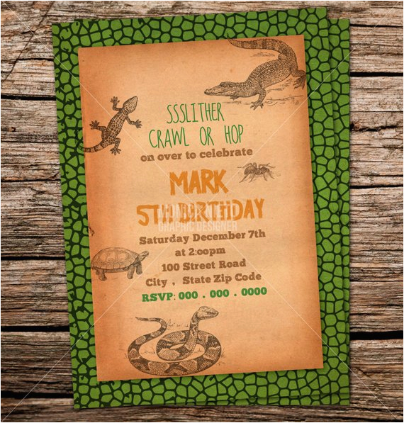custom printable reptile birthday party invitation