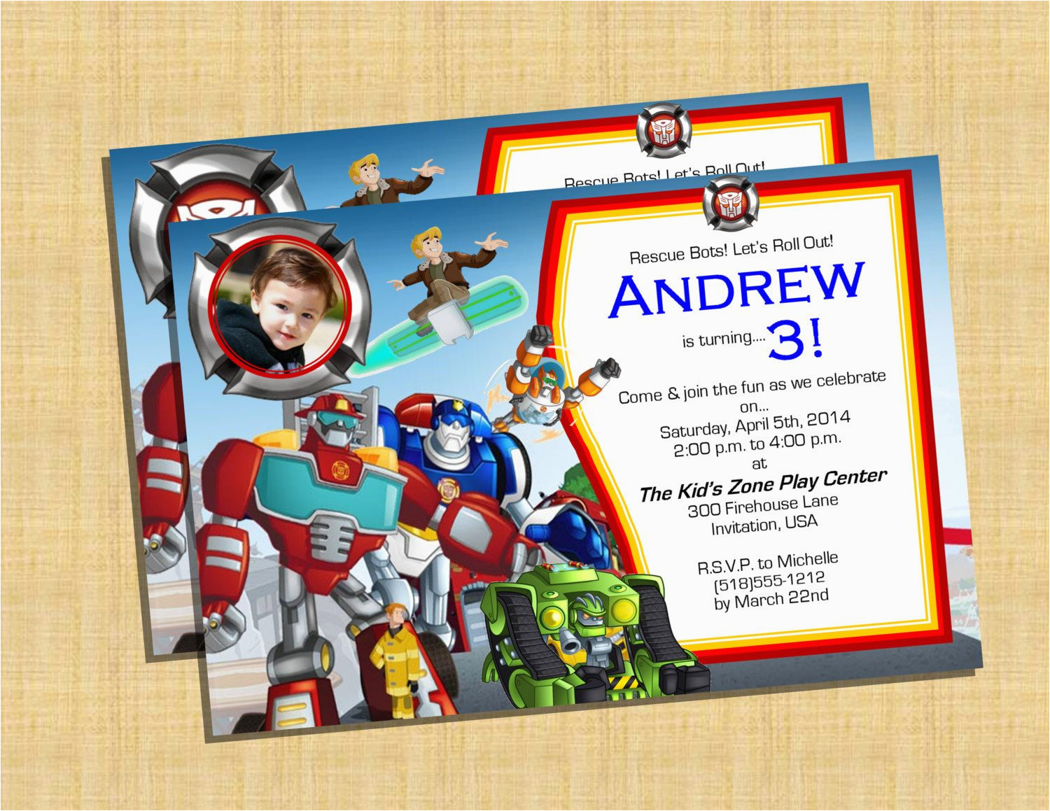 Free Printable Rescue Bots Birthday Invitations