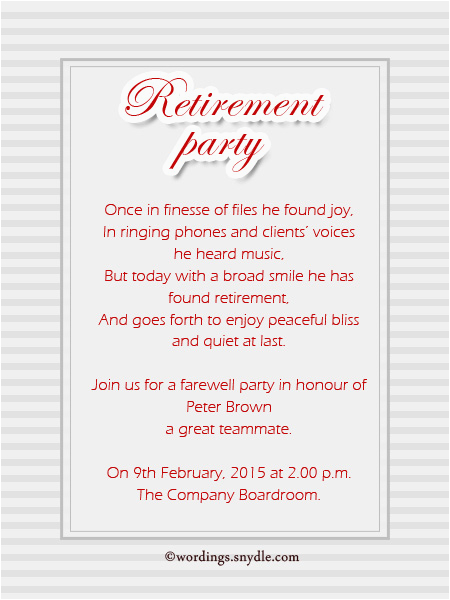 retirement party invitation wording