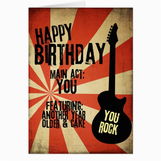 Rock and Roll Birthday Cards Rock and Roll Grunge Birthday Card Zazzle Ca