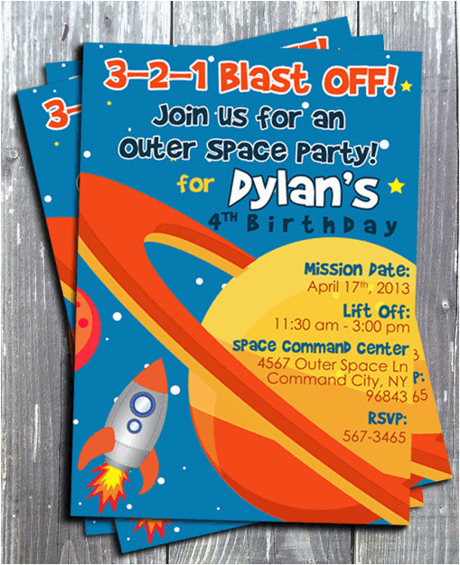 space ship rocket birthday party invitation space birthday