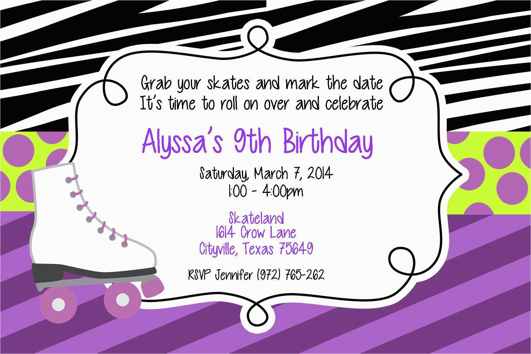 Roller Skating Birthday Invitations Templates Skating Party Invitations 