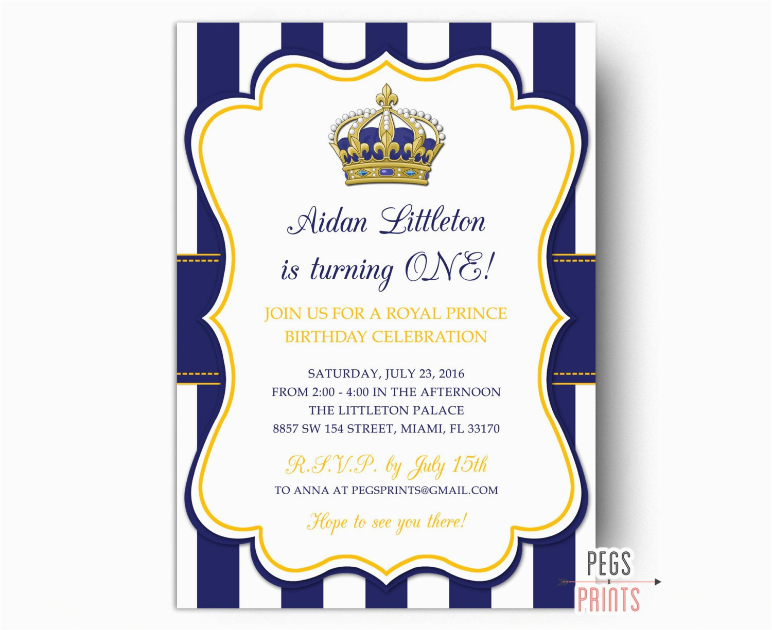 royal prince birthday invitation