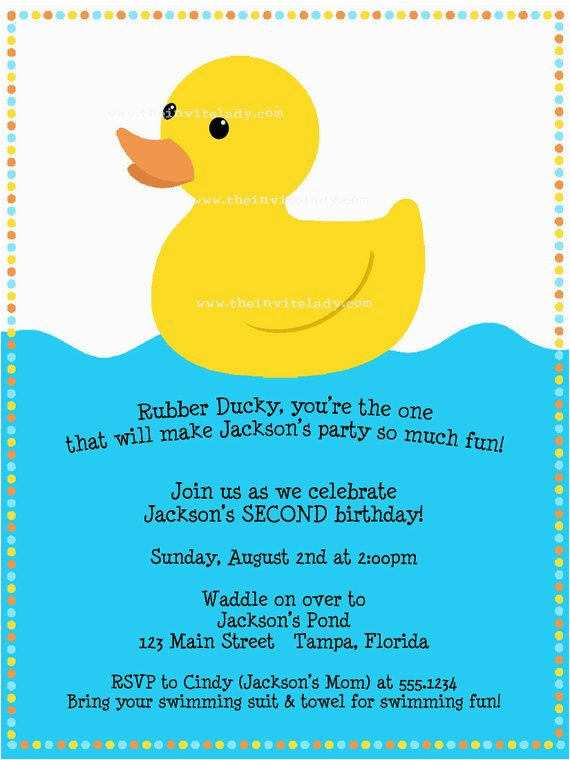 rubber ducky 1st birthday invitations