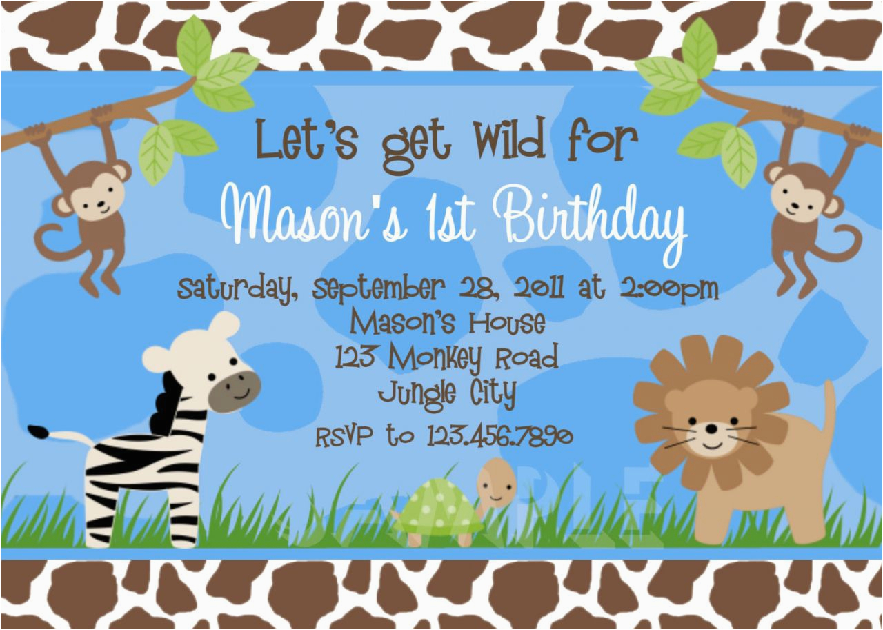 jungle themed 1st birthday invitations safari themed