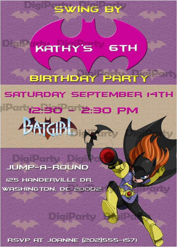 items similar to batgirl birthday invitation personalized