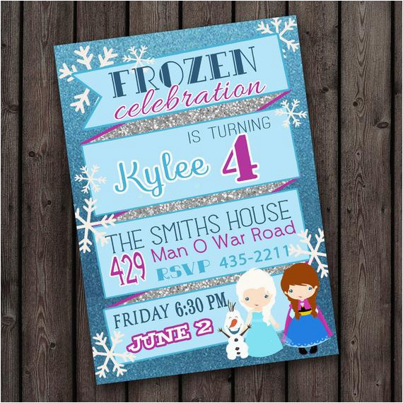 same day customized frozen invitation frozen party digital