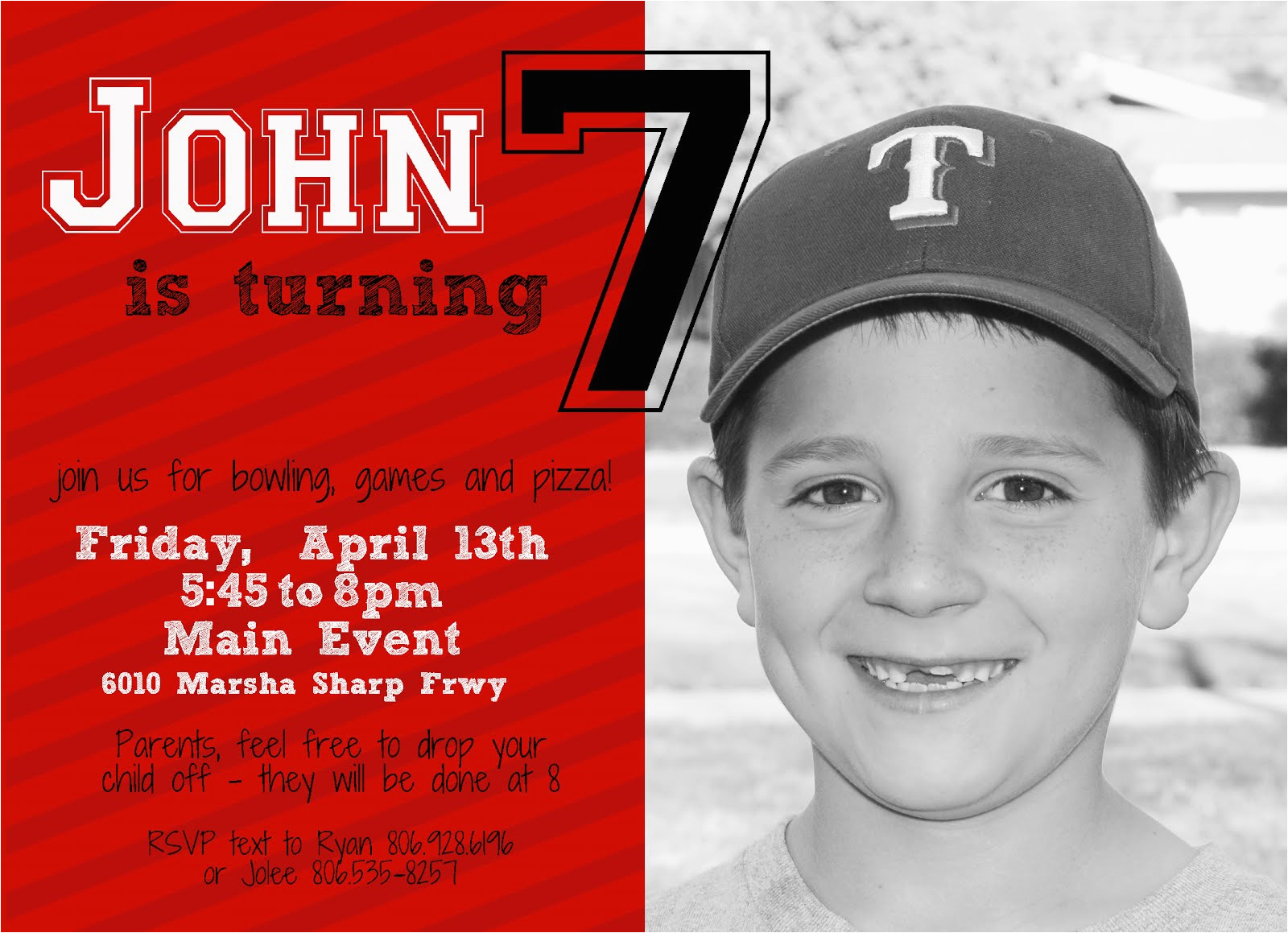 Sample 7th Birthday Invitation for Boy | BirthdayBuzz