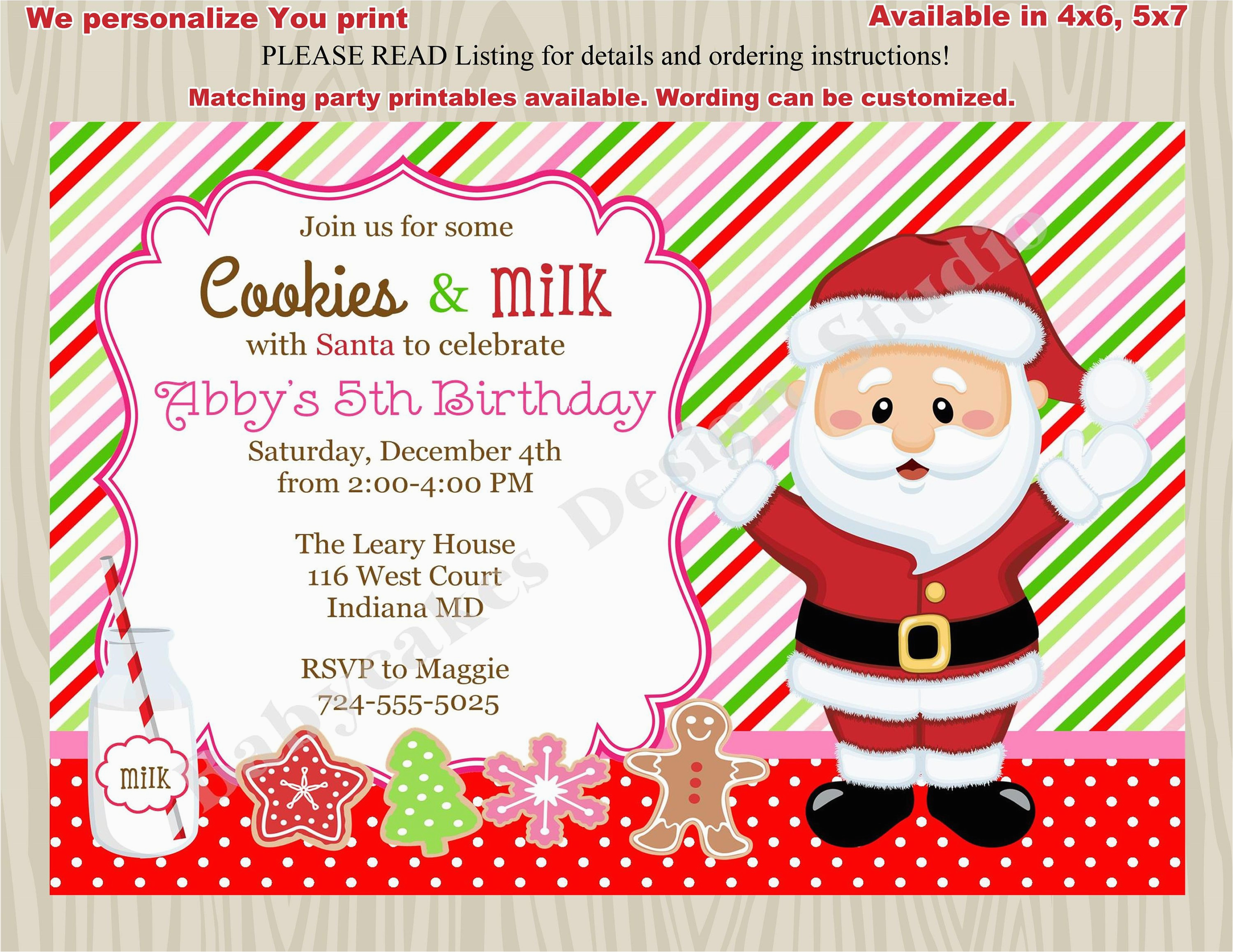 cookies with santa invitations milk and