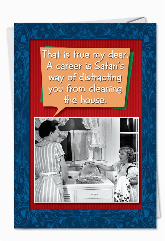 8064 career satan distracts funny talk bubbles birthday card