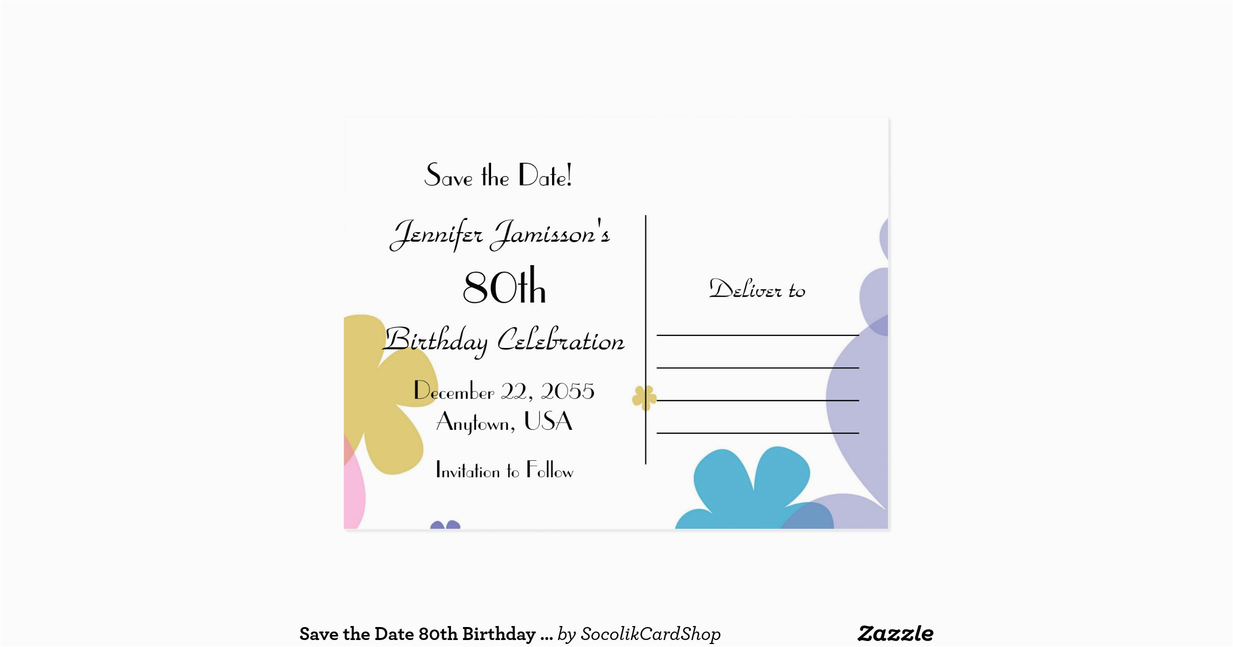 save the date 80th birthday celebration postcard zazzle