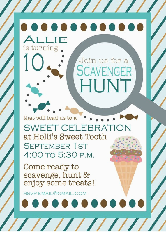 birthday scavenger hunt invitation
