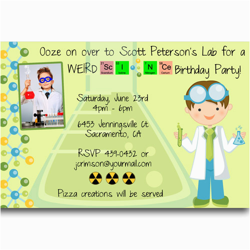 free printable mad science birthday party invitations