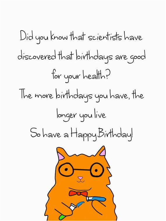 items similar to happy birthday card cat scientist science