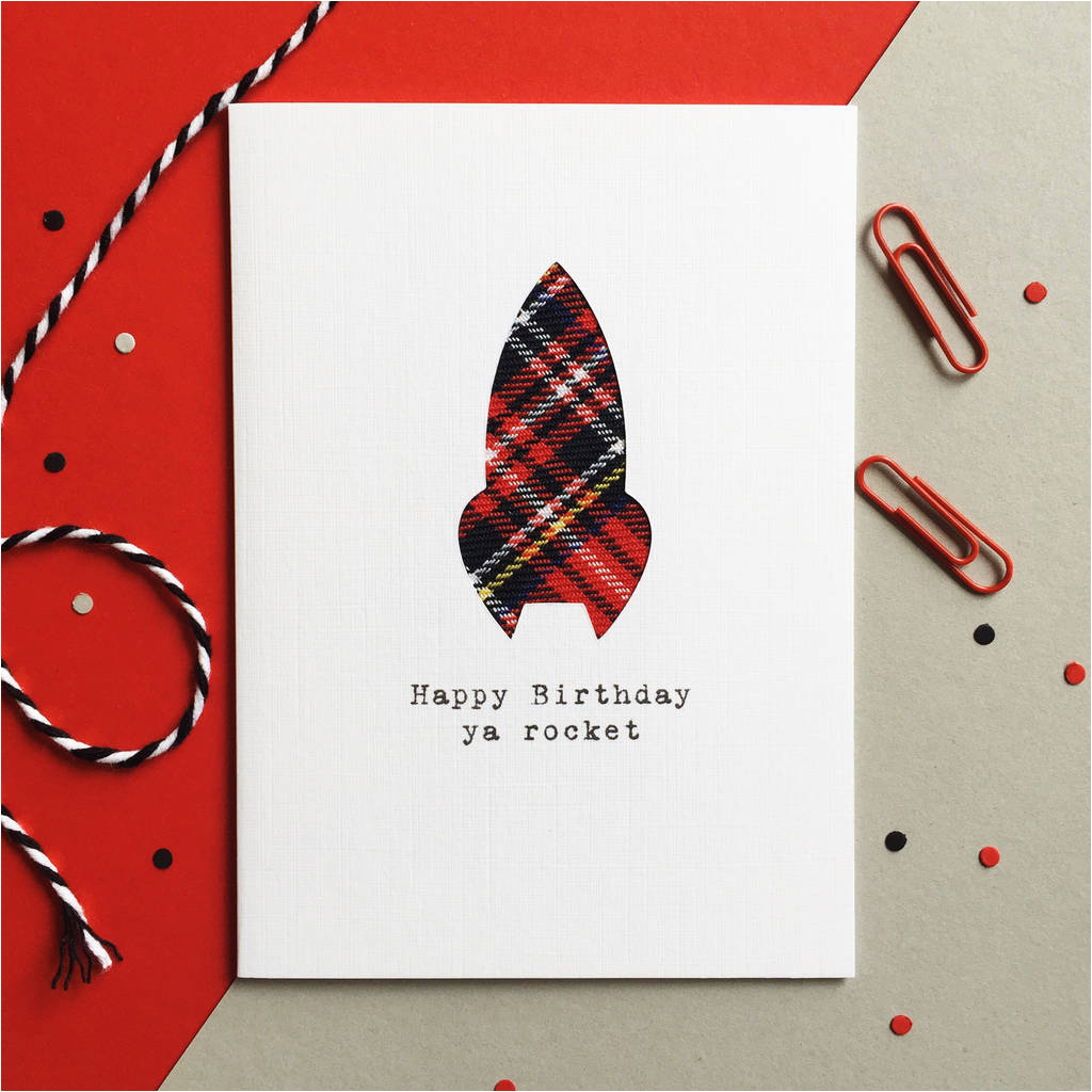 39 happy birthday ya rocket 39 scottish tartan card by hiya