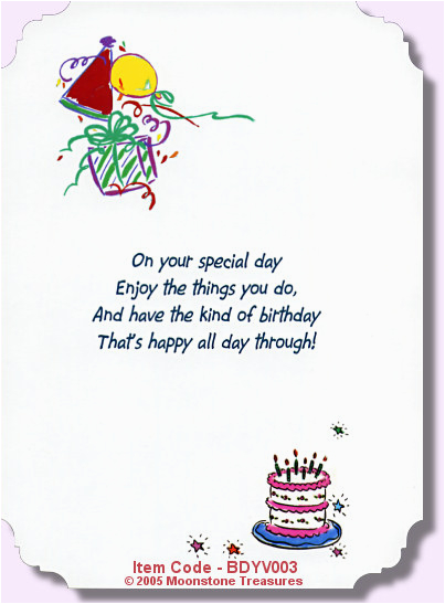 birthday card verses by moonstone treasures