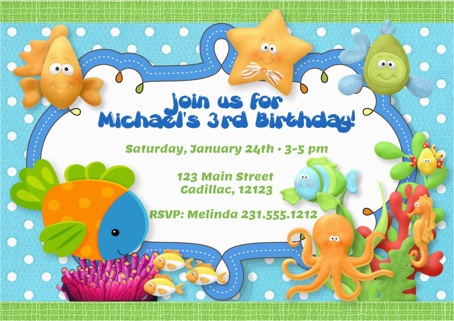 Sea themed Birthday Invitations Under the Sea theme Birthday Party Invitation Boys Under the