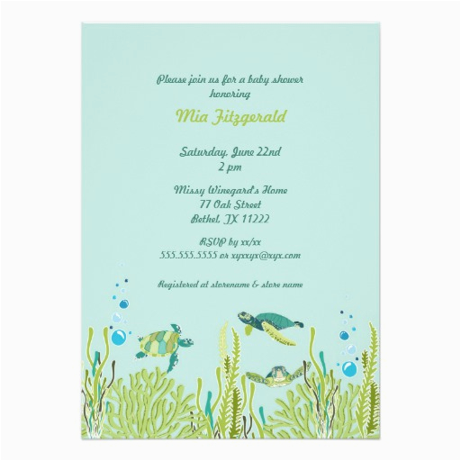 realistic sea turtle baby shower or birthday party 5x7 paper invitation card 161280850315886359