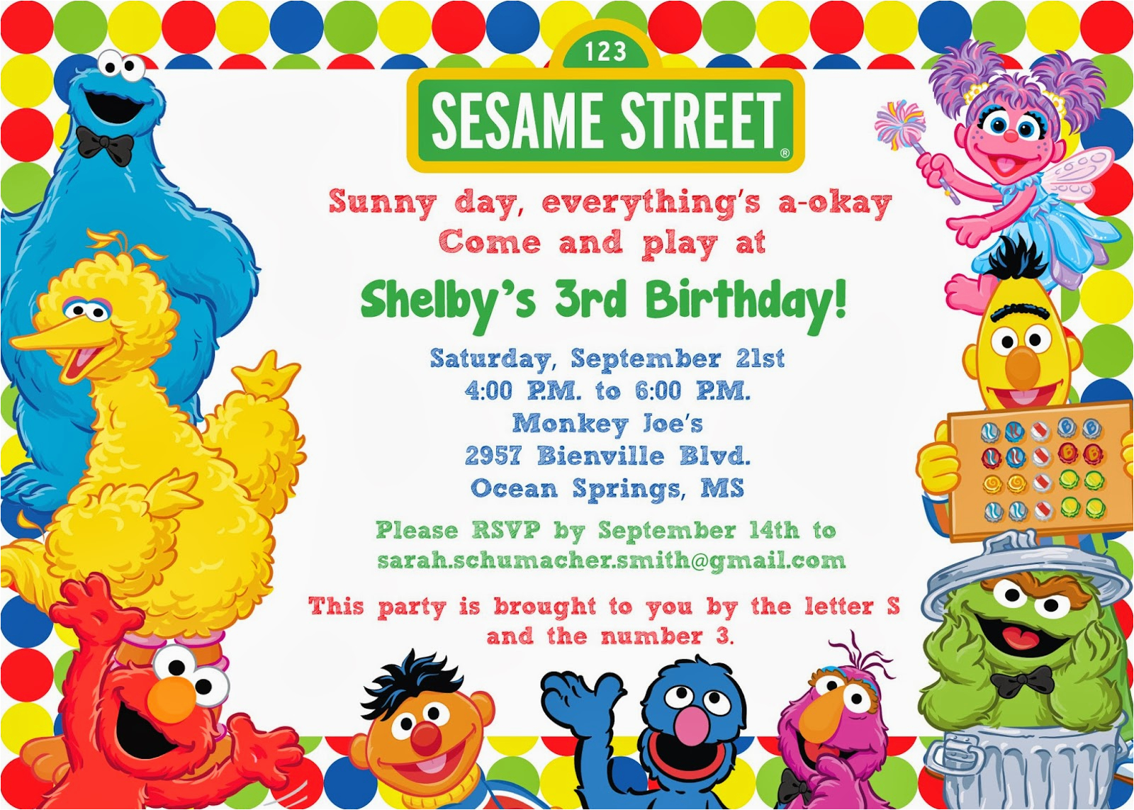 free sesame street birthday invitations