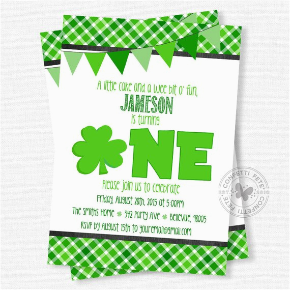 irish first birthday invitation shamrock invitation