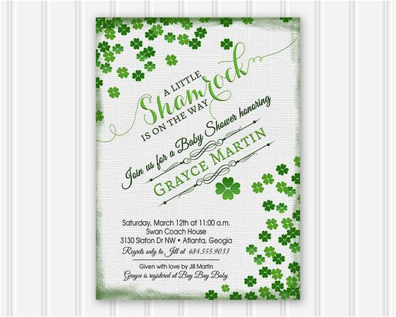 st patricks day baby shower invitation