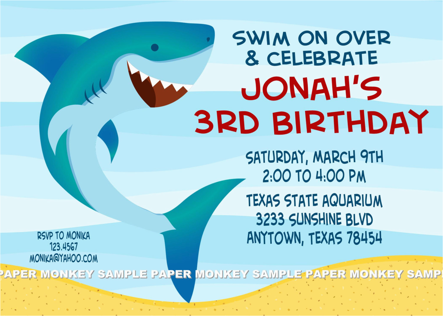 shark birthday party invitations