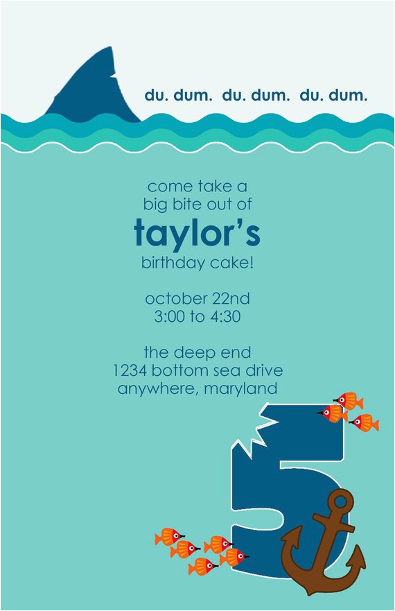 shark week birthday party invitation diy