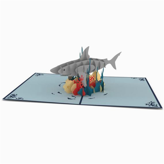 pop up shark birthday card happy birthday card by lovepopcards