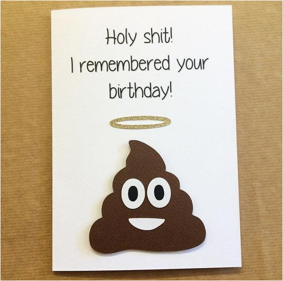 funny holy shit poo emoji papercut hand made blank birthday