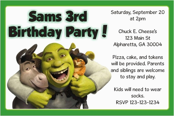 shrek invitations