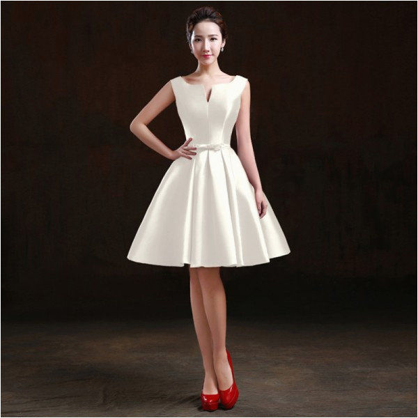 buy simple satin sleeveless a line short cocktail dress