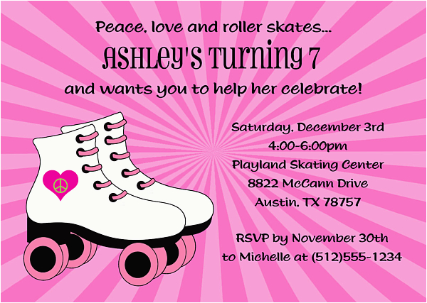 roller skating birthday invitations