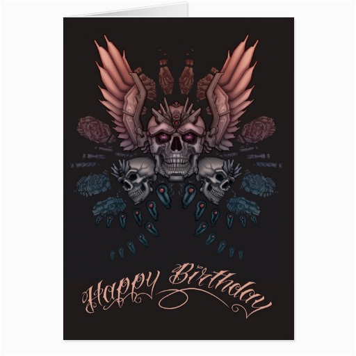 mechanical skull birthday cards 137354204085483028