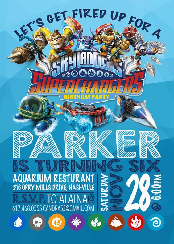 skylanders birthday invitation new skylanders