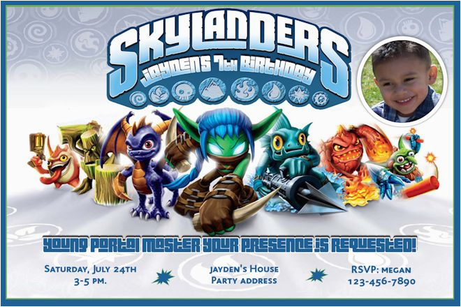 skylanders game inspired birthday invitations