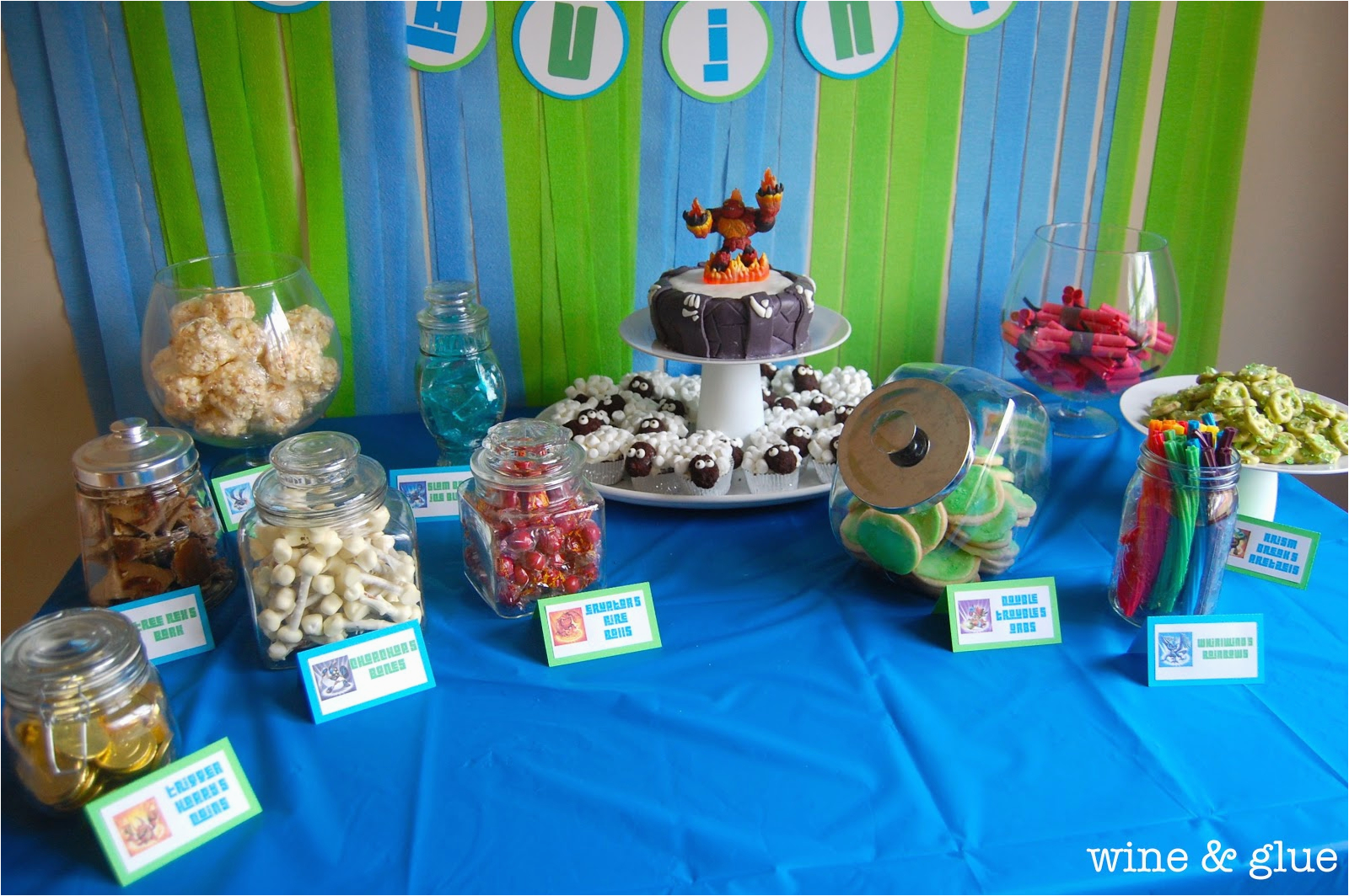 skylander party candy table