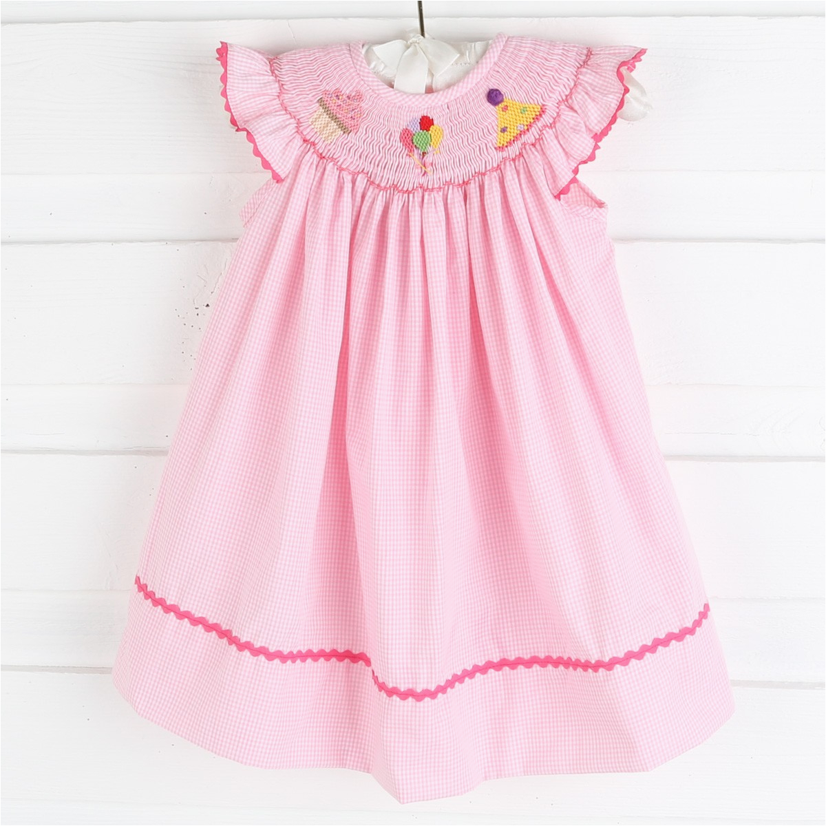 smocked birthday party dress pink gingham