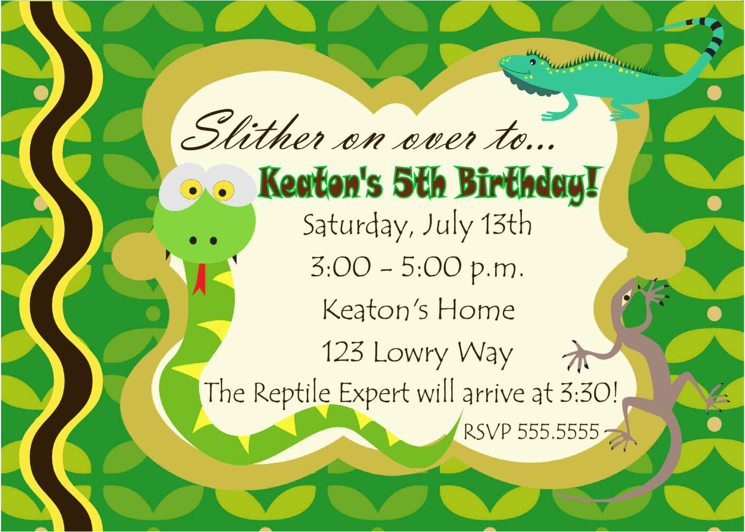 reptile birthday party invitations