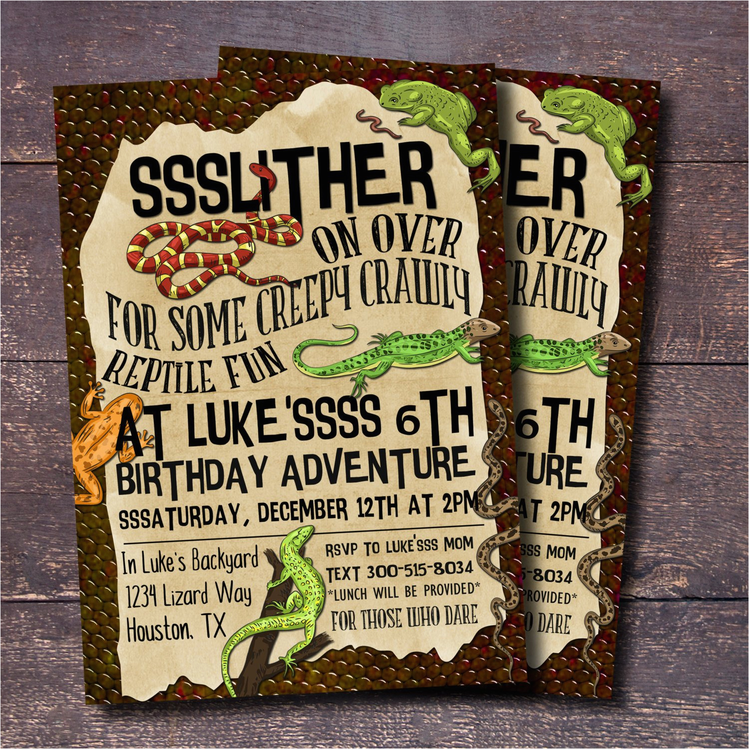 reptile party invitation boys birthday