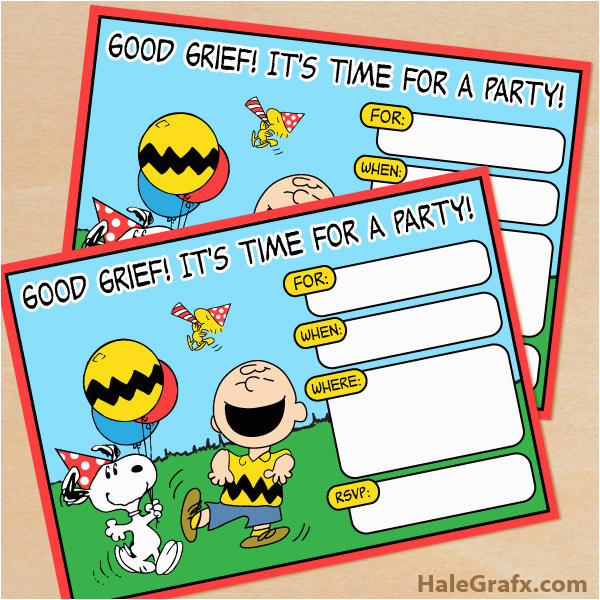 free printable peanuts birthday invitation