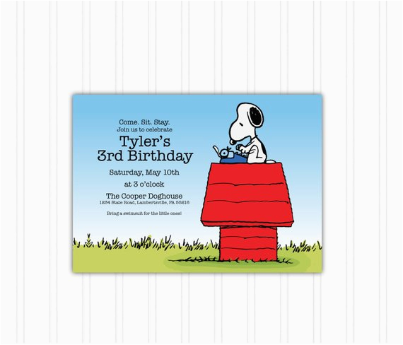 snoopy doghouse peanuts birthday invitation printable download