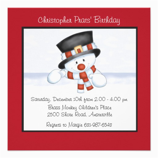smiling snowman birthday party invitation 5 25 quot square