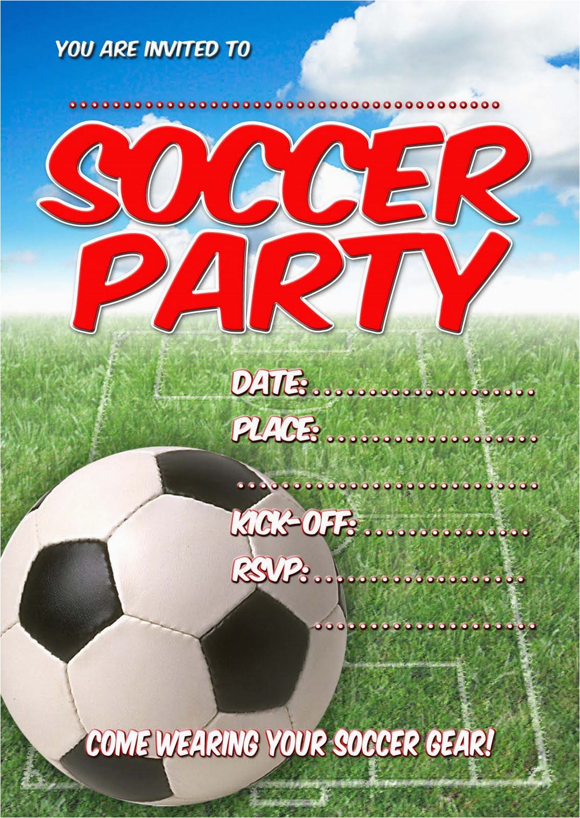 free kids party invitations soccer party invitation