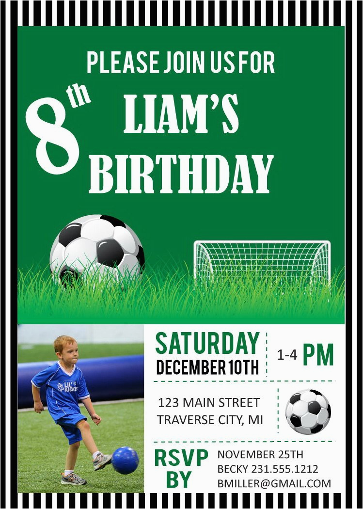 soccer photo birthday party invitations digital file diy