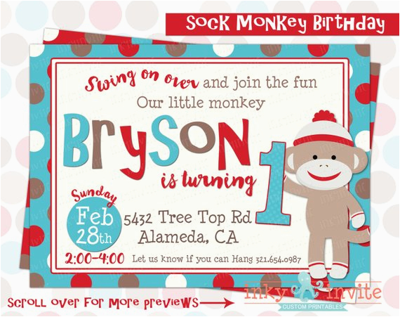 sock monkey birthday 1st birthday monkey
