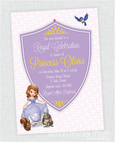 sofia the first birthday party invites